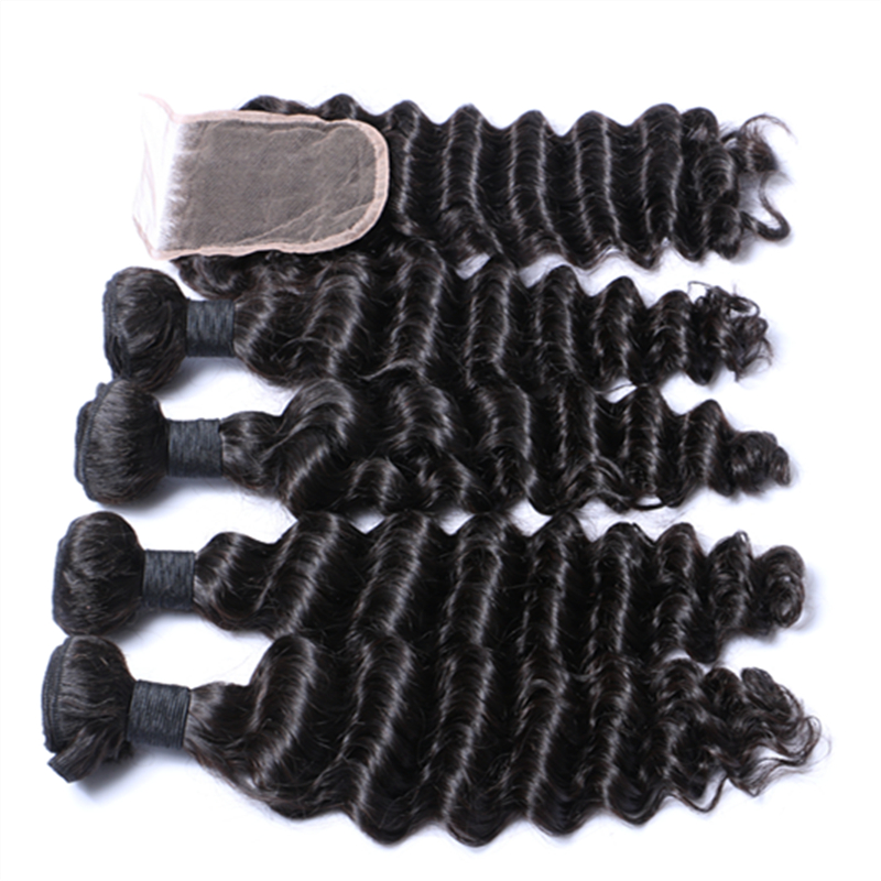 Human hair deep wave 10A grade natural color unprocessed bundles YL295 